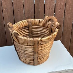 Home interiors and gifts vintage wooden & bamboo basket
